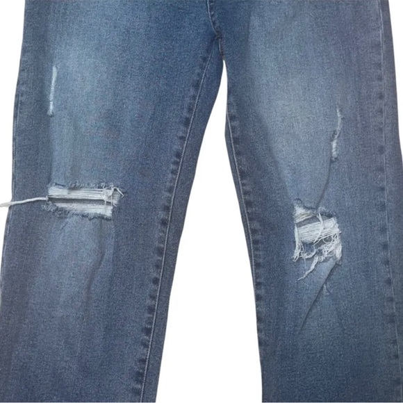 Kendall + Kylie Icon High Rise Straight 13/31 Raw Hem Distressed Ripped Cropped - Picture 6 of 9